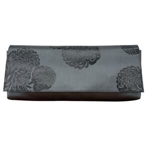 Johnny Swain Evening Clutch Bag Floral Black Gray Womens LG Chrysanthemum Fancy